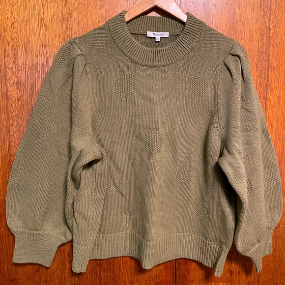 Madewell NWT Dotted Eaton sweater cotton-merino wool XXL sage green - Picture 2 of 8